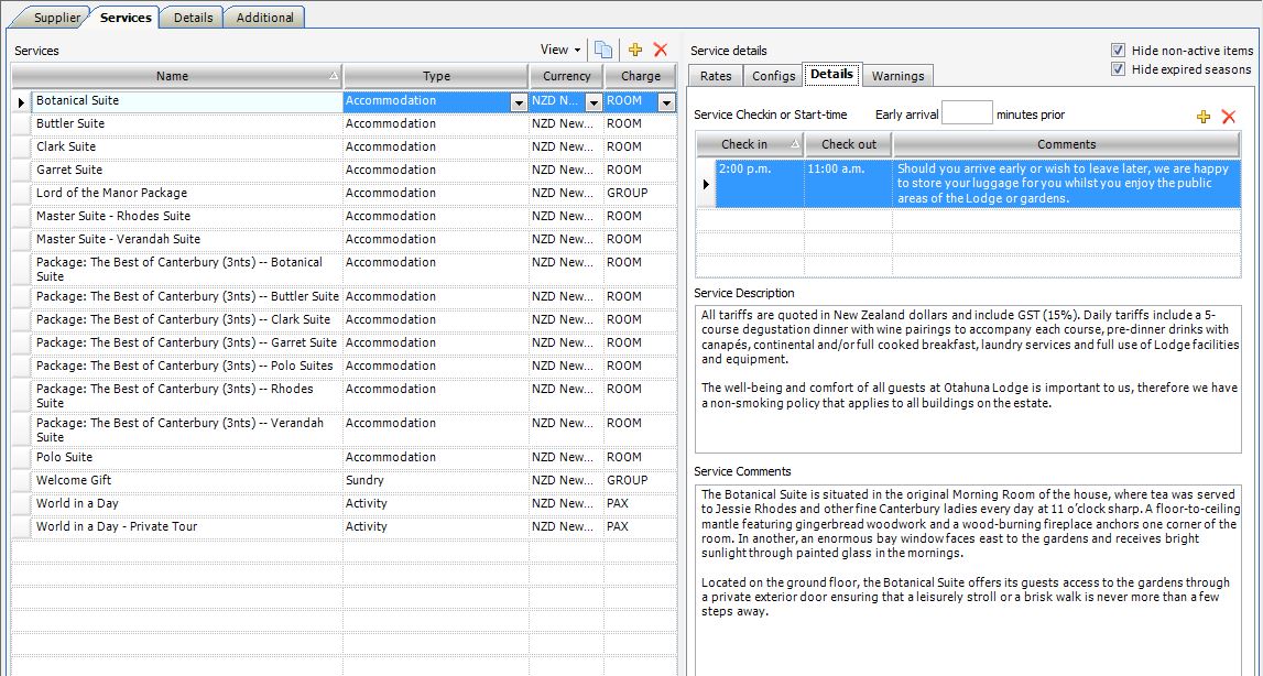 Services - Details Tab