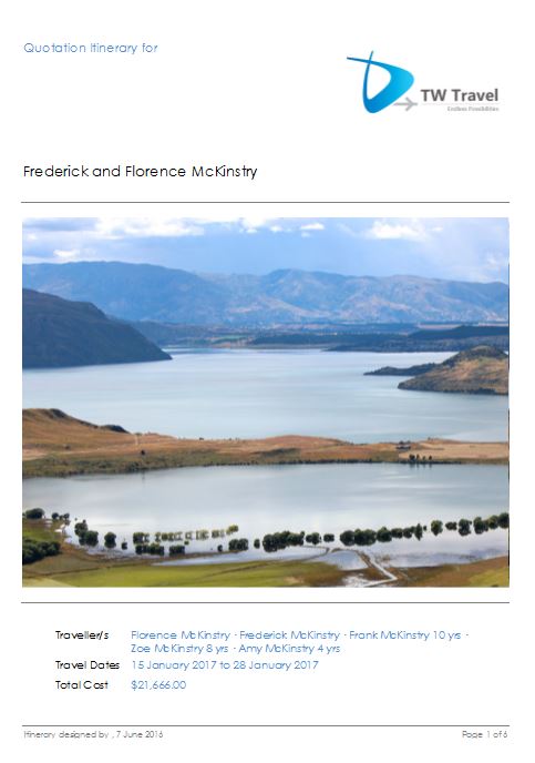 Itinerary Template 1 cover page