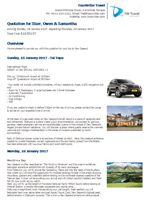 Itinerary Template 3 cover page