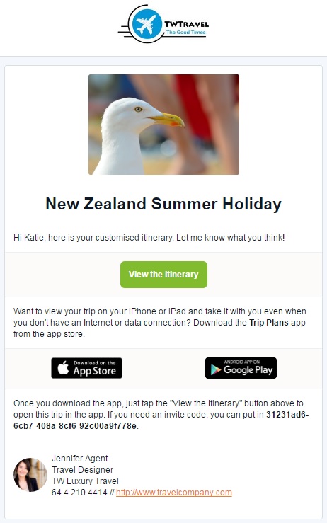 Email Itinerary Share